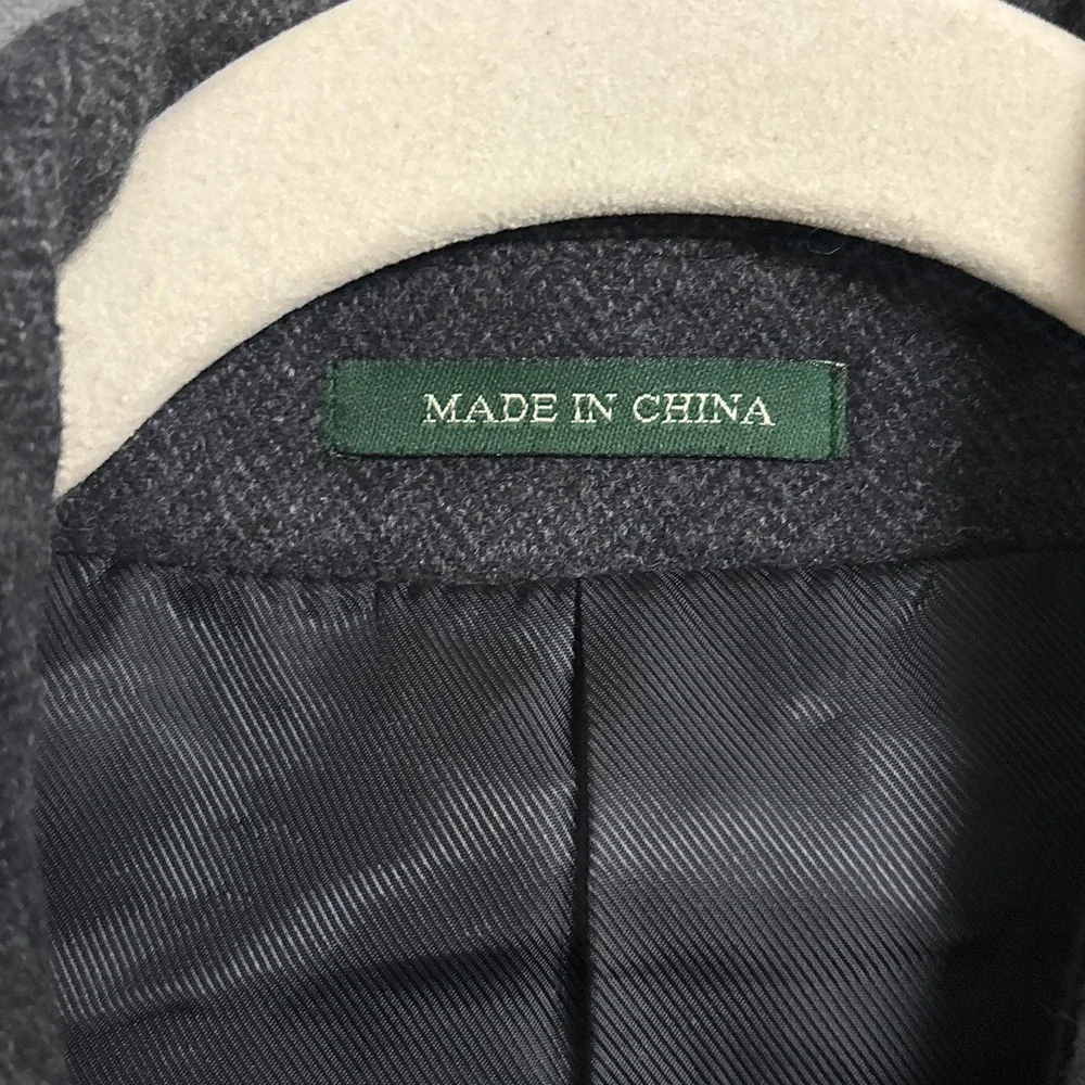 Lauren Ralph Lauren Coat Mens 40R Gray Wool Herringbone Overcoat Classic Jake